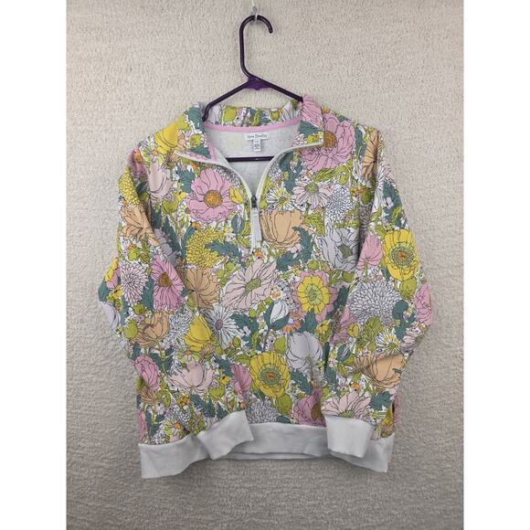 Vera Bradley Tops - Vera Bradley Floral Print Quarter-Zip Pullover Sweatshirt Size L/G